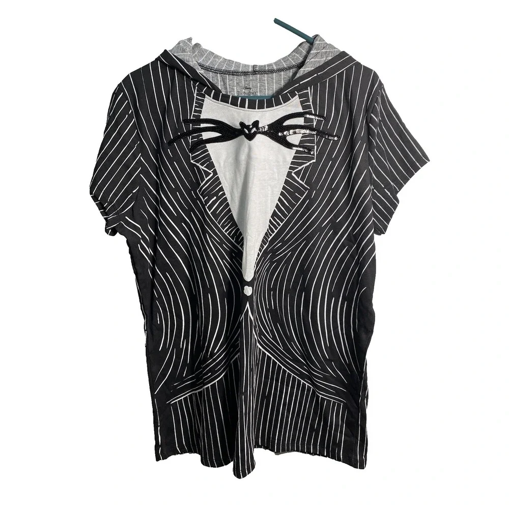 disney‎ womens hooded shirt tim burton nightmare before christmas size XXL